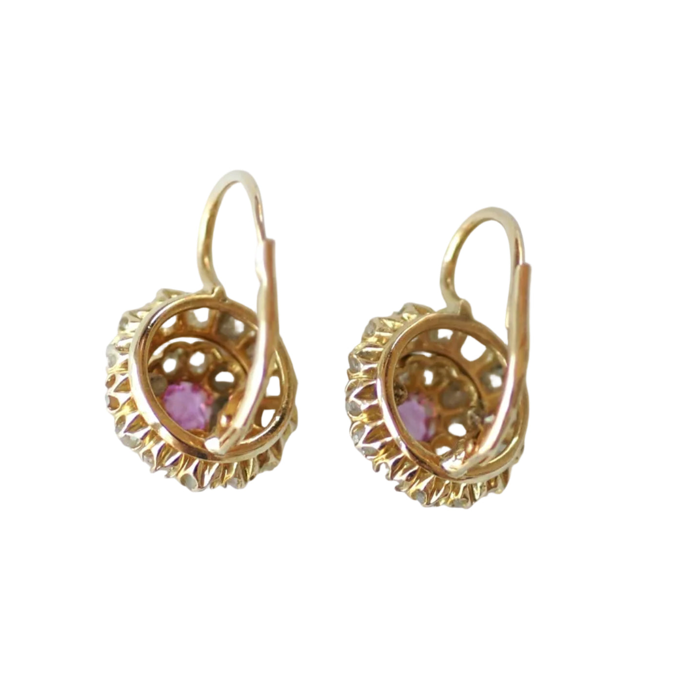 Boucles d'oreilles Dormeuses en or jaune, saphirs et diamants