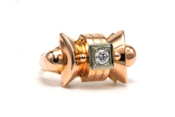 Bague Tank en or jaune et diamants