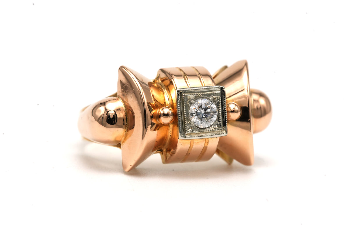 Bague Tank en or jaune et diamants