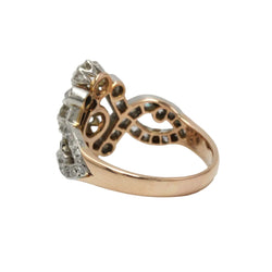 Bague en or jaune, platine et diamants