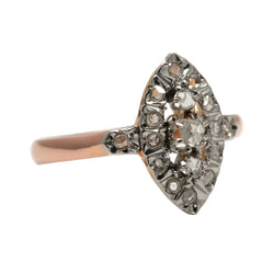 Bague Marquise en or jaune et diamants