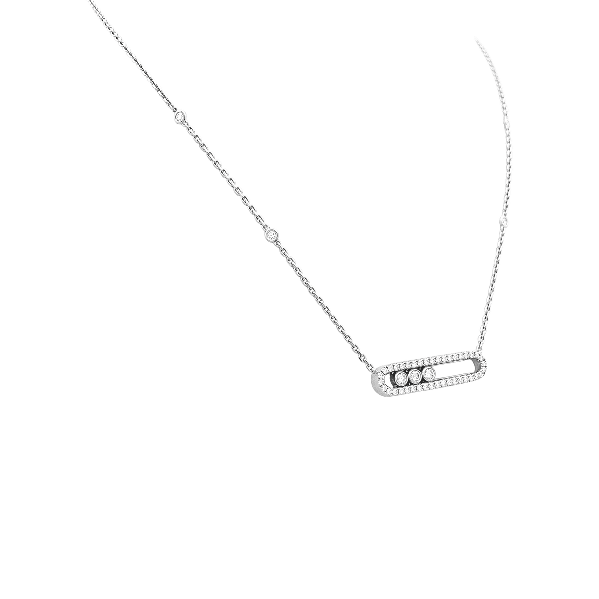 Collier Pendentif MESSIKA Move Classique Pavé en or blanc et diamants