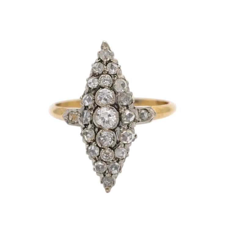 Bague Marquise en or jaune et diamants