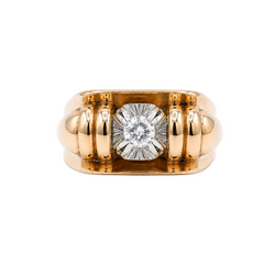 Bague Tank en or rose, platine et diamant