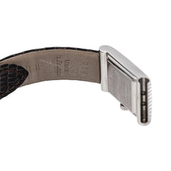 Montre BOUCHERON "Reflet" en acier, argent, cuir et diamants
