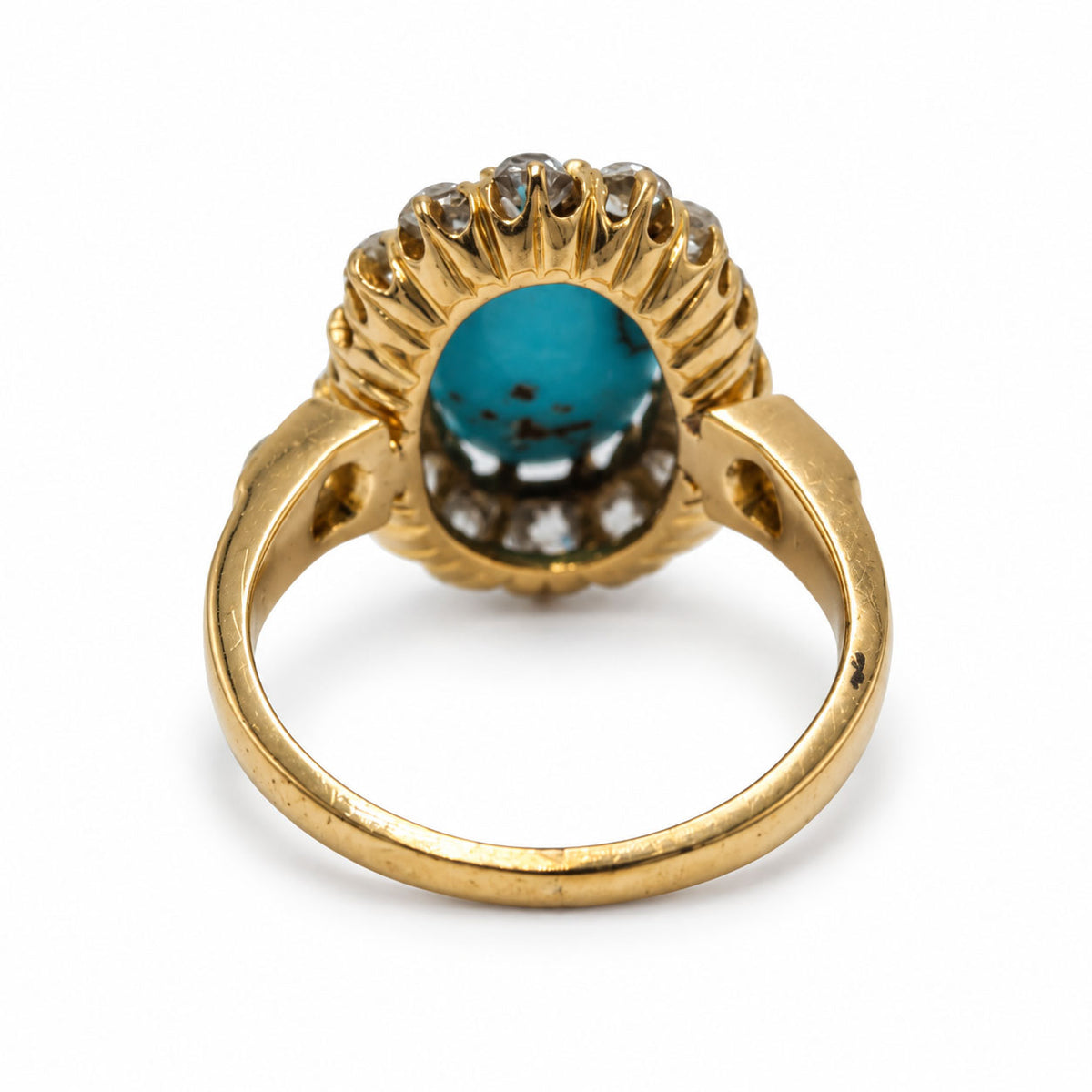 Bague Marguerite en or jaune, turquoise et diamants