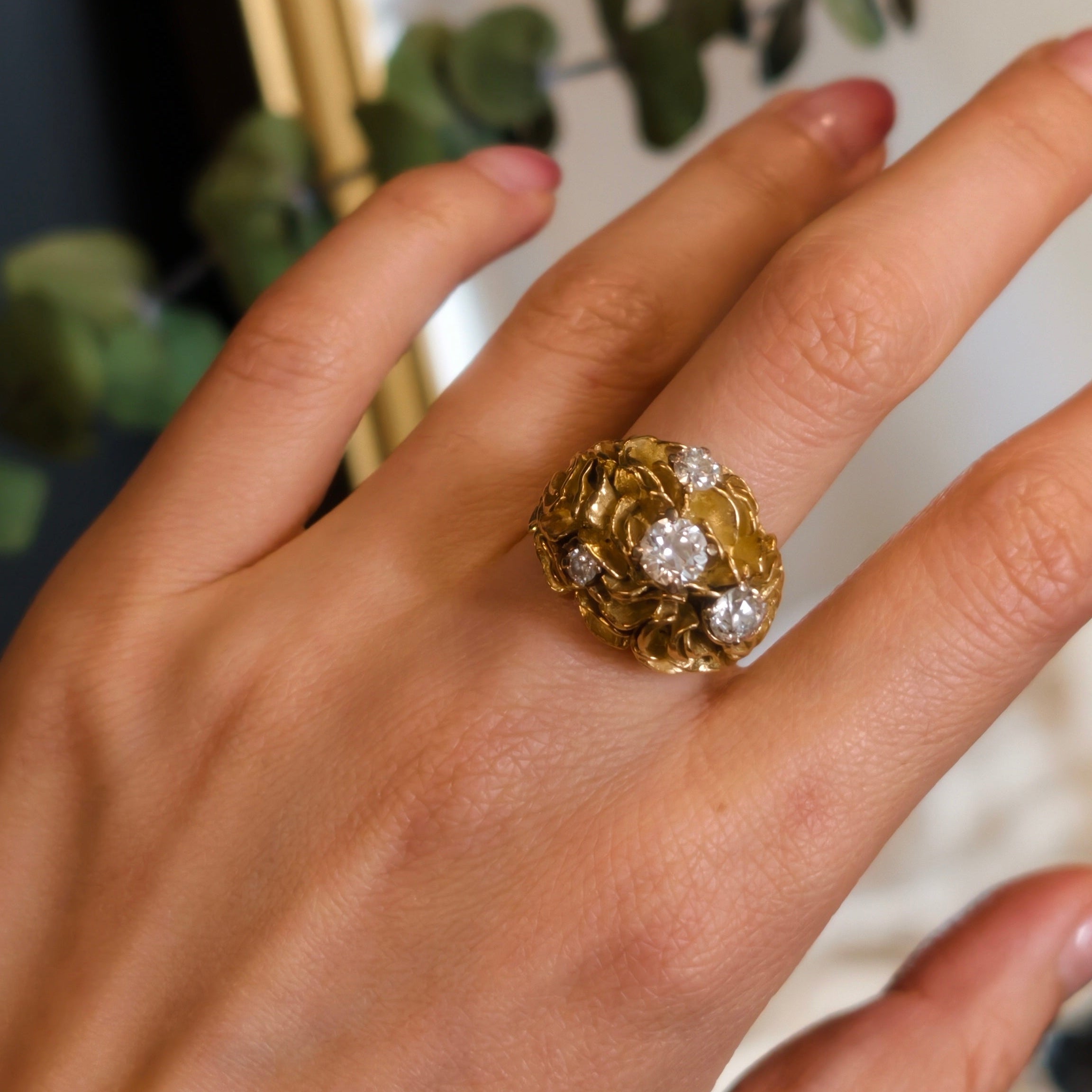 Bague Cocktail en or jaune et diamants