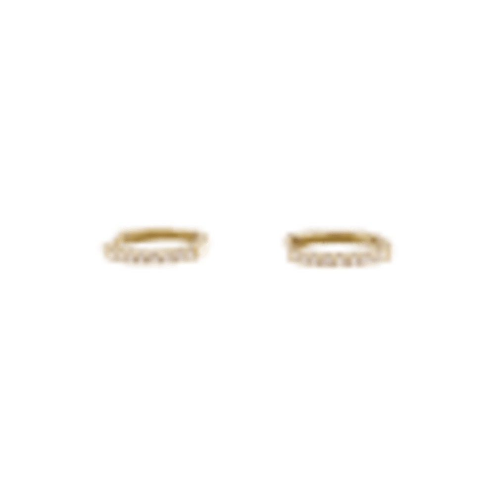 Paire de petites créoles en or jaune, diamants.