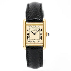 Montre CARTIER Tank Must PM en vermeil et cuir