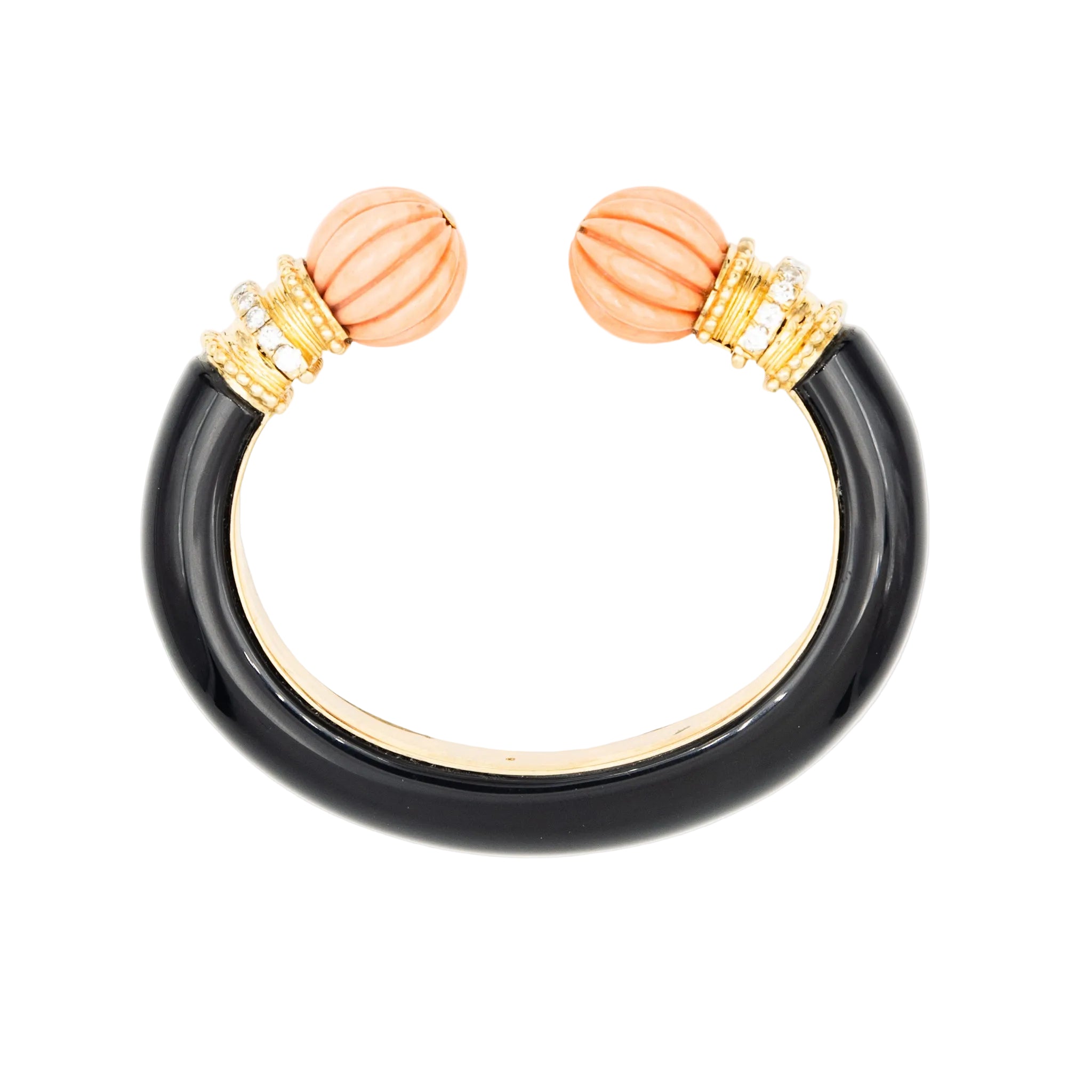 Bracelet Jonc BOUCHERON en or jaune, corail, onyx et diamants