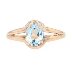 Bague Solitaire en or jaune et aigue-marine