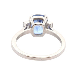 Bague Trilogie en platine, saphir et diamants