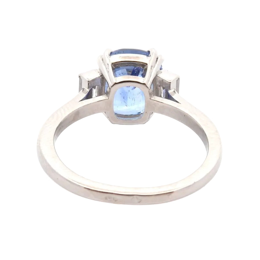 Bague Trilogie en platine, saphir et diamants