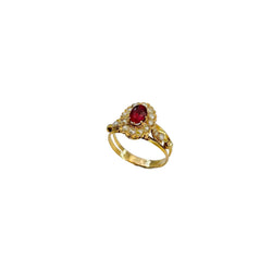 Bague Napoléon III en or jaune, grenat doublet et perles