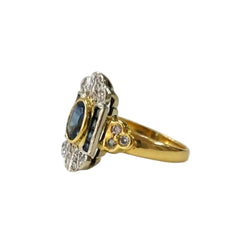 Bague en or blanc, or jaune, saphirs et diamants