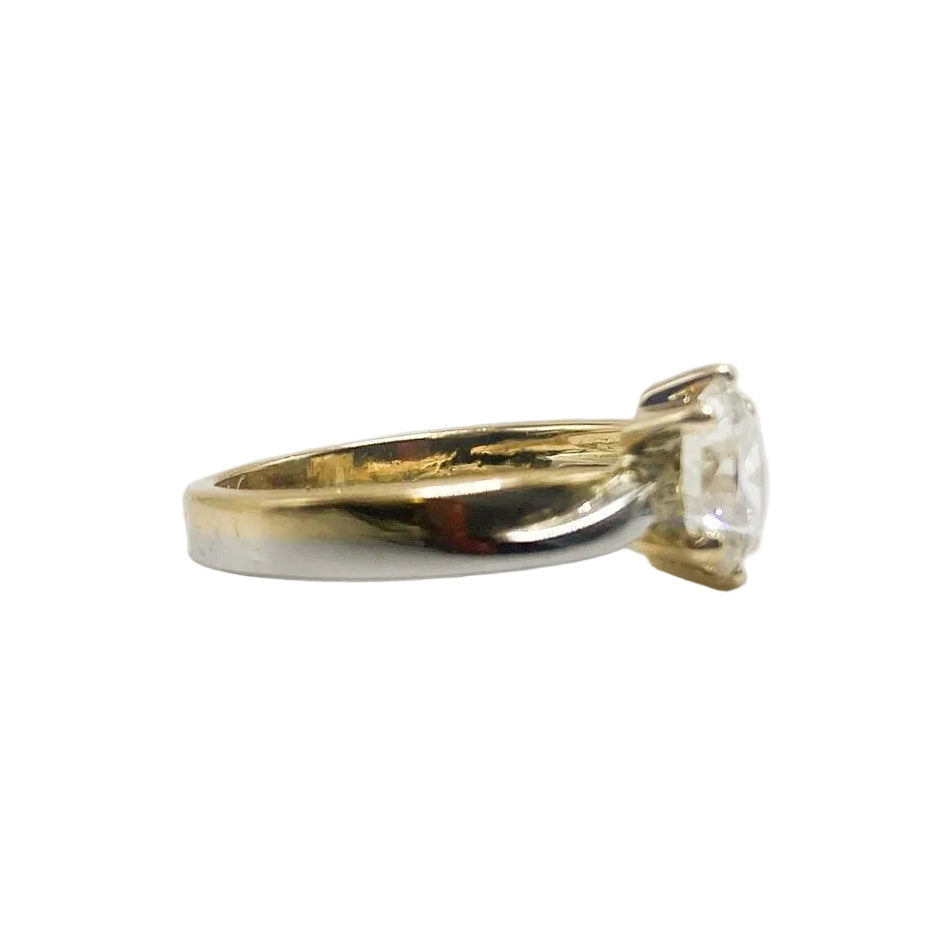 Bague Solitaire en or blanc, or jaune et diamant