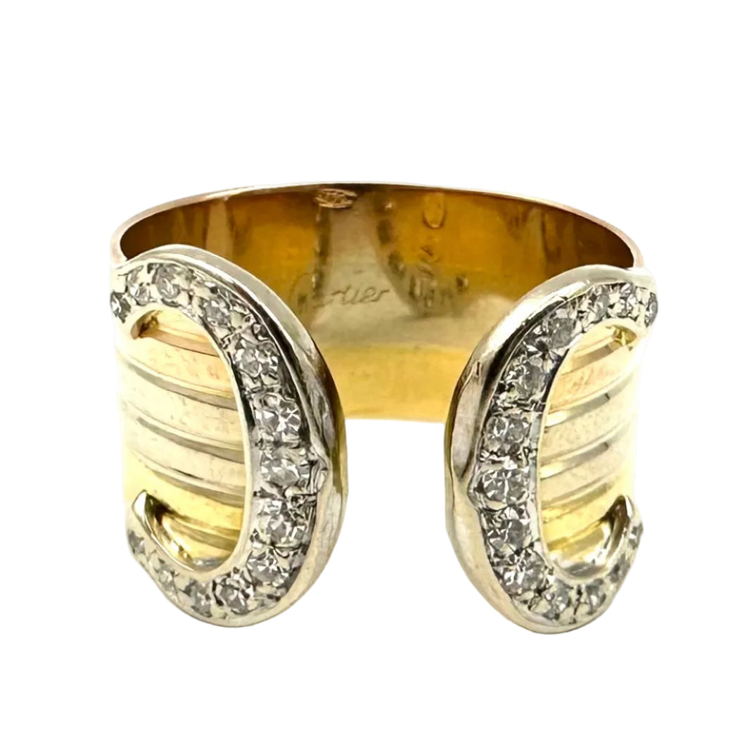 Bague CARTIER Double C en or blanc, or jaune, or rose et diamants