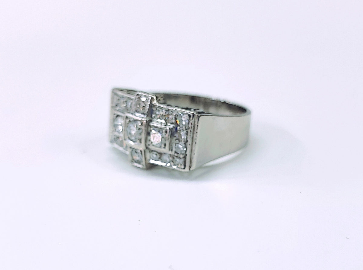 Bague Tank en platine et diamants