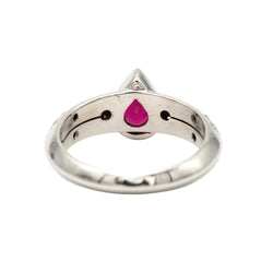 Bague Solitaire en or blanc, rubis et diamants