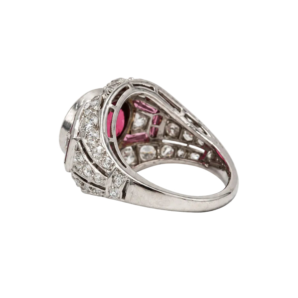 Bague Dôme en platine, tourmaline et diamants