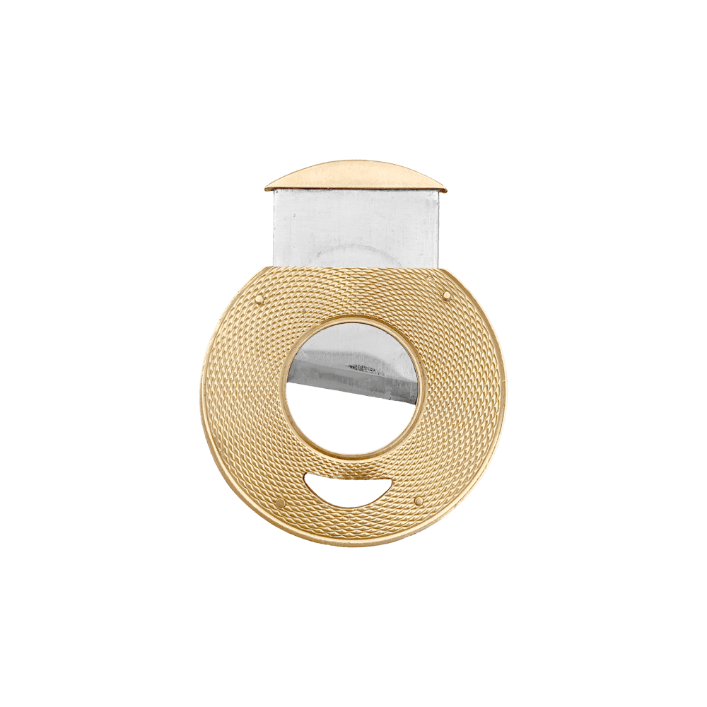 Coupe cigare en or jaune guilloché et acier.