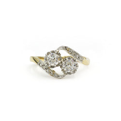 Bague Toi & Moi en or blanc, or jaune et diamants