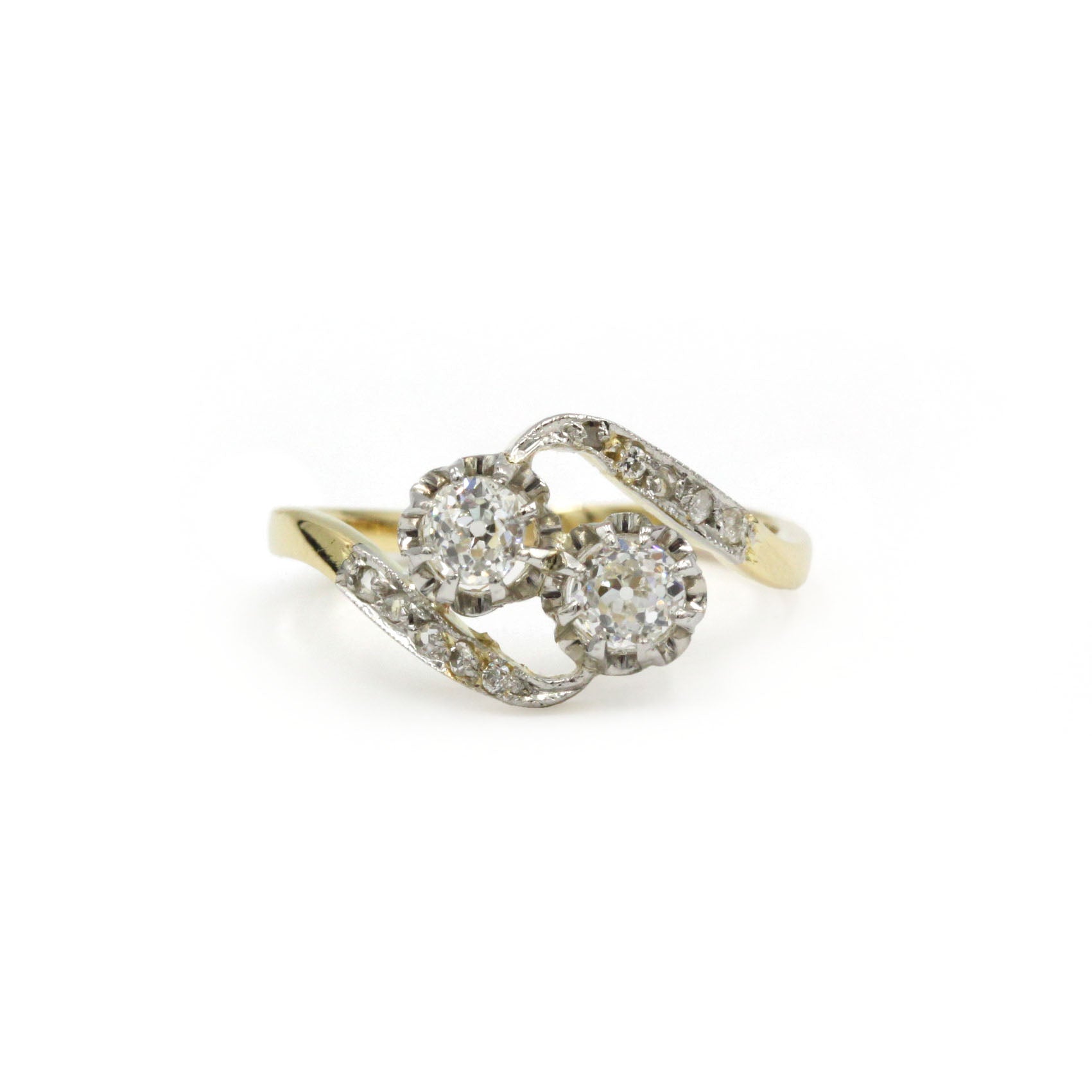 Bague Toi & Moi en or blanc, or jaune et diamants