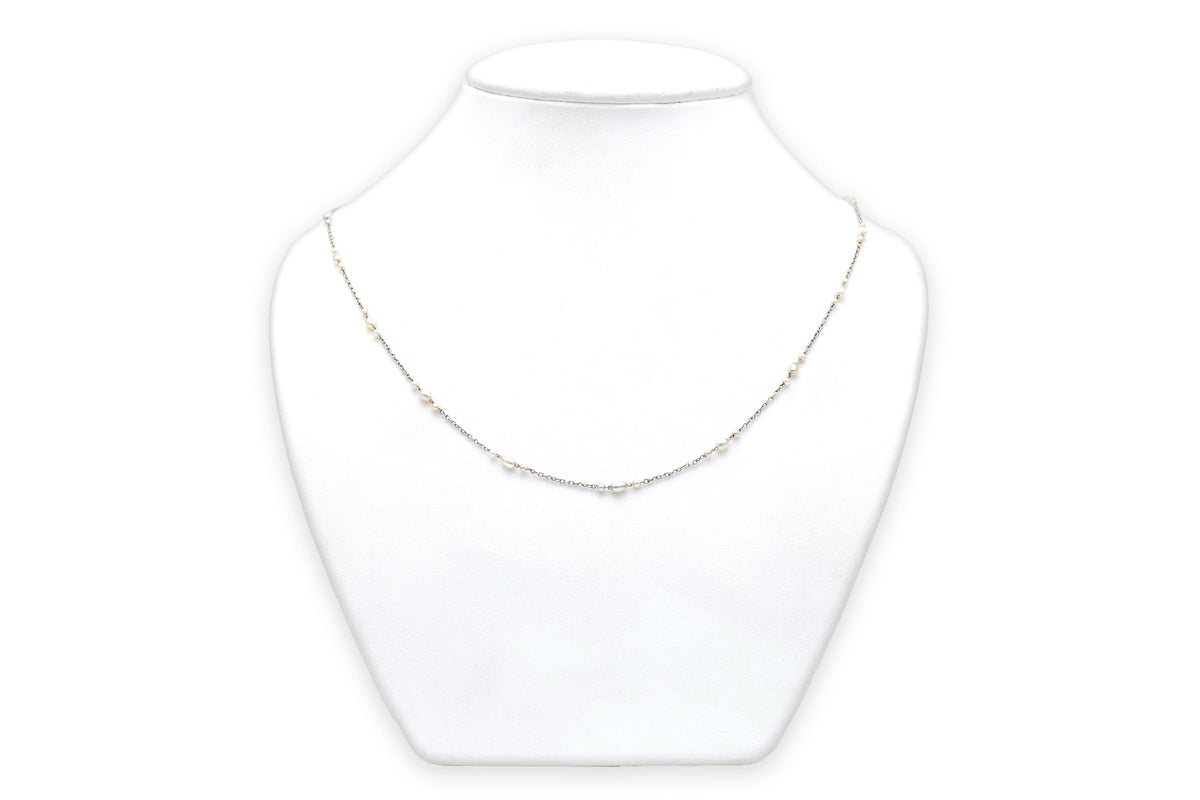 Collier Chaîne en or blanc et perles