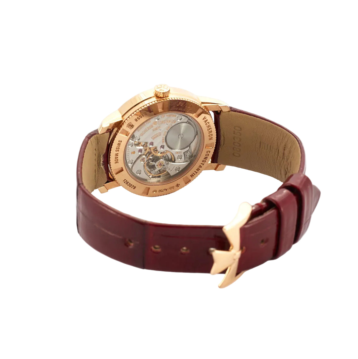 Montre VACHERON CONSTANTIN "Patrimony" PM en or rose, cuir et diamants