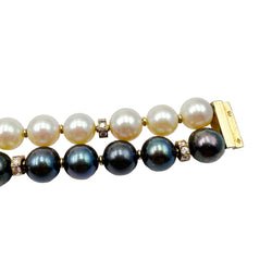 Bracelet BOUCHERON en or jaune, perles et diamants