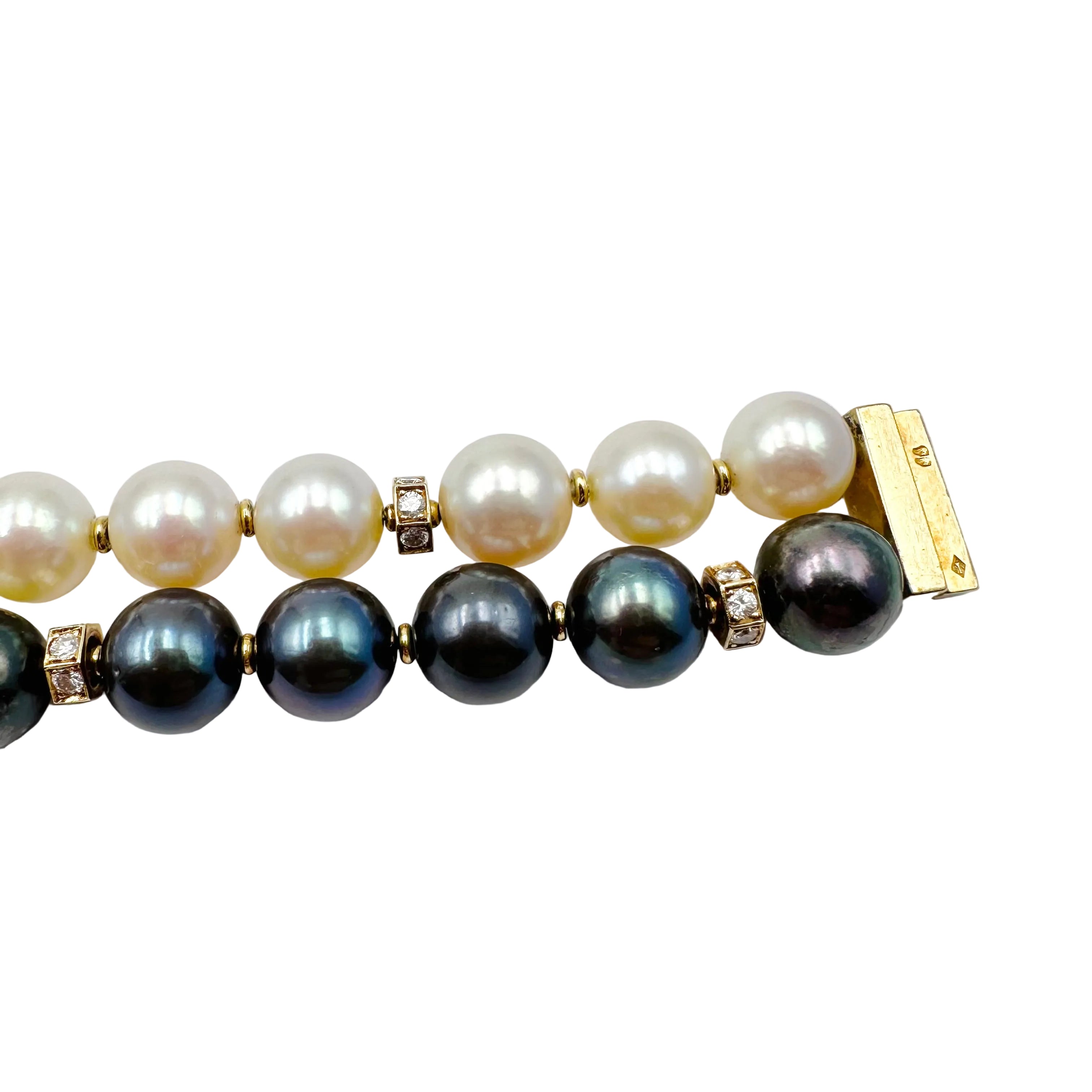 Bracelet BOUCHERON en or jaune, perles et diamants