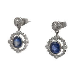 Boucles d'oreilles Puces en or blanc, saphirs et diamants