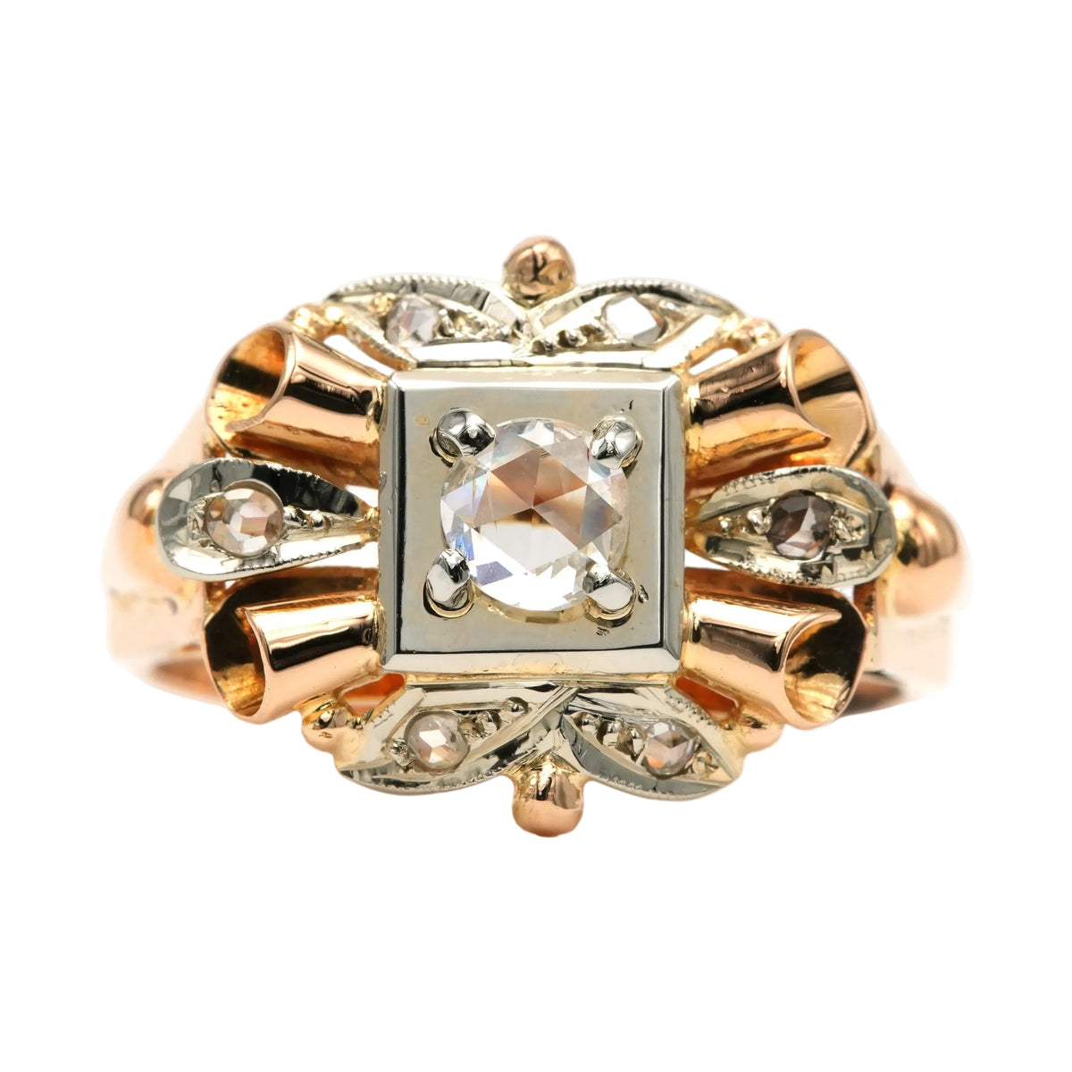 Bague Tank en or blanc, or jaune et diamants
