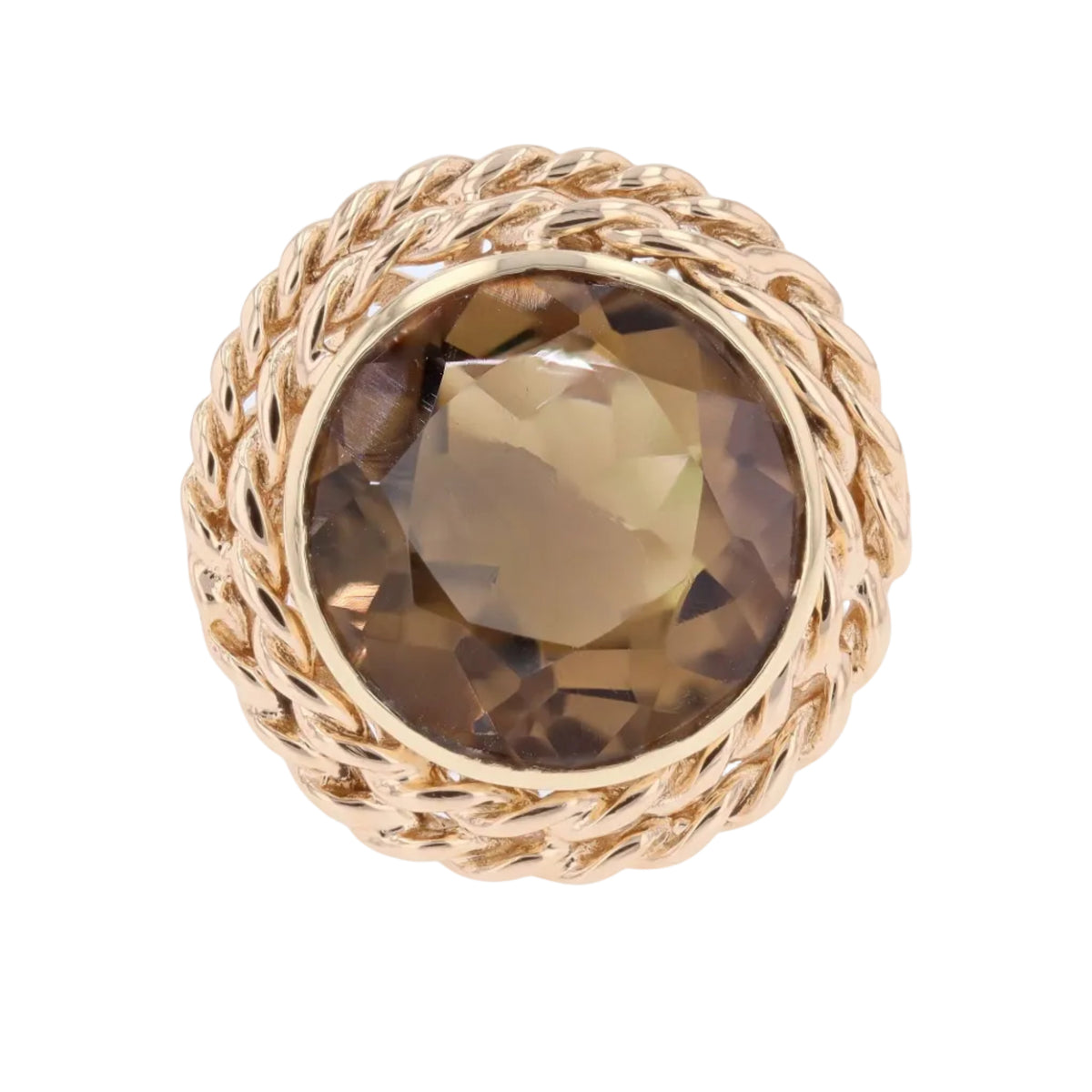 Bague Cocktail en or jaune et quartz