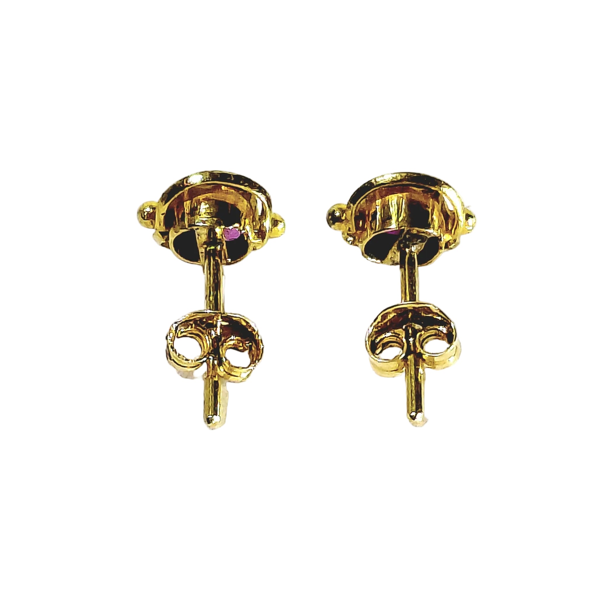 Boucles d'oreilles Puces en or jaune et rubis