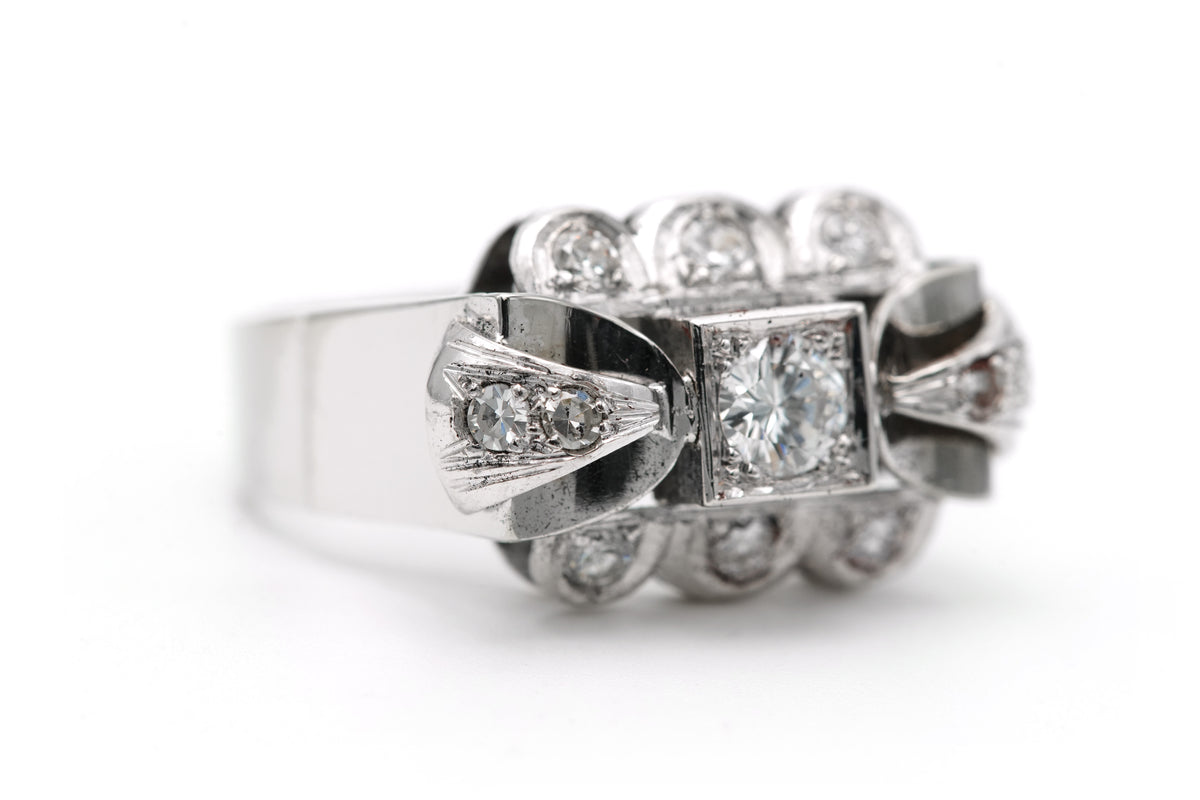 Bague Tank en or blanc et diamants