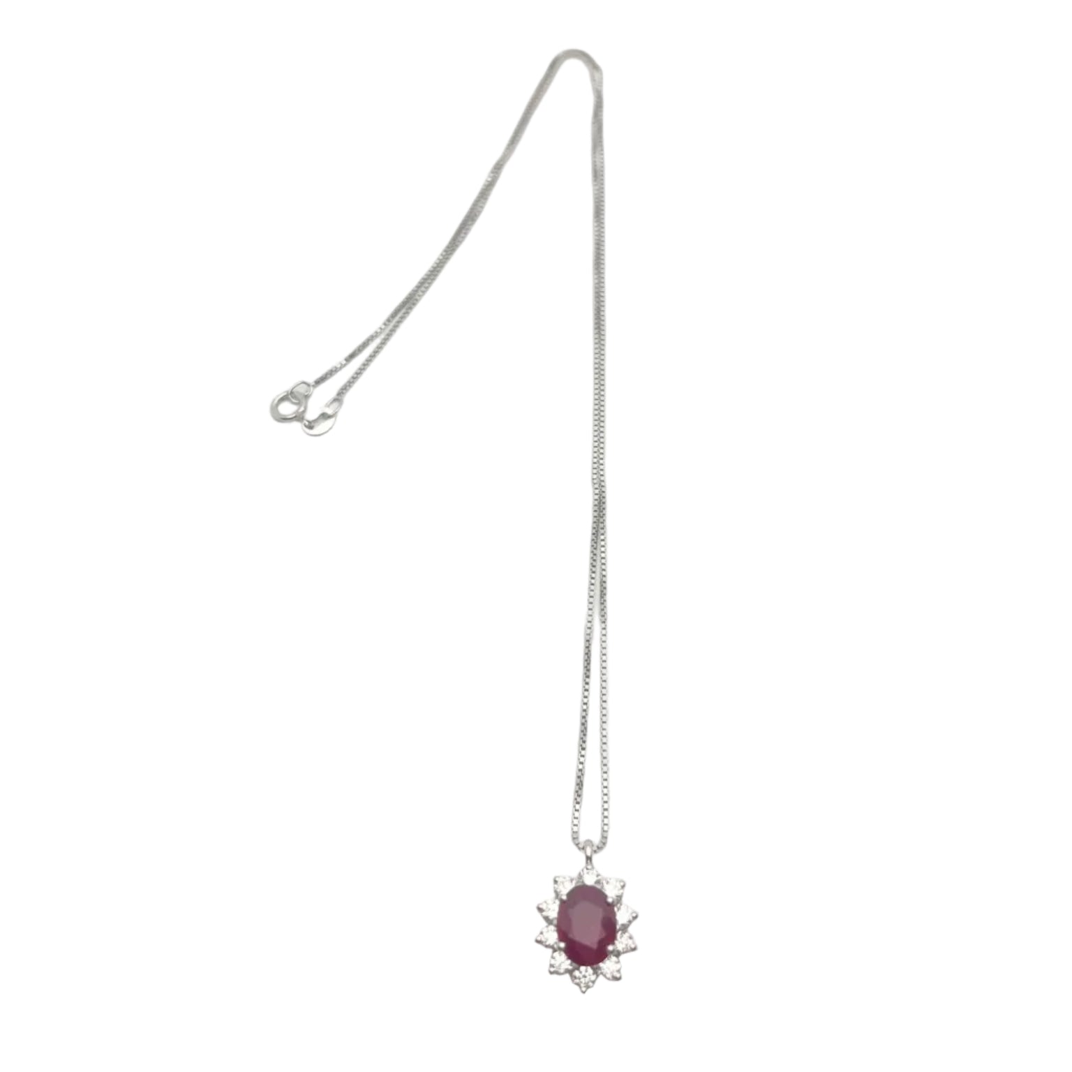 Collier Pendentif en or blanc, rubis et diamants