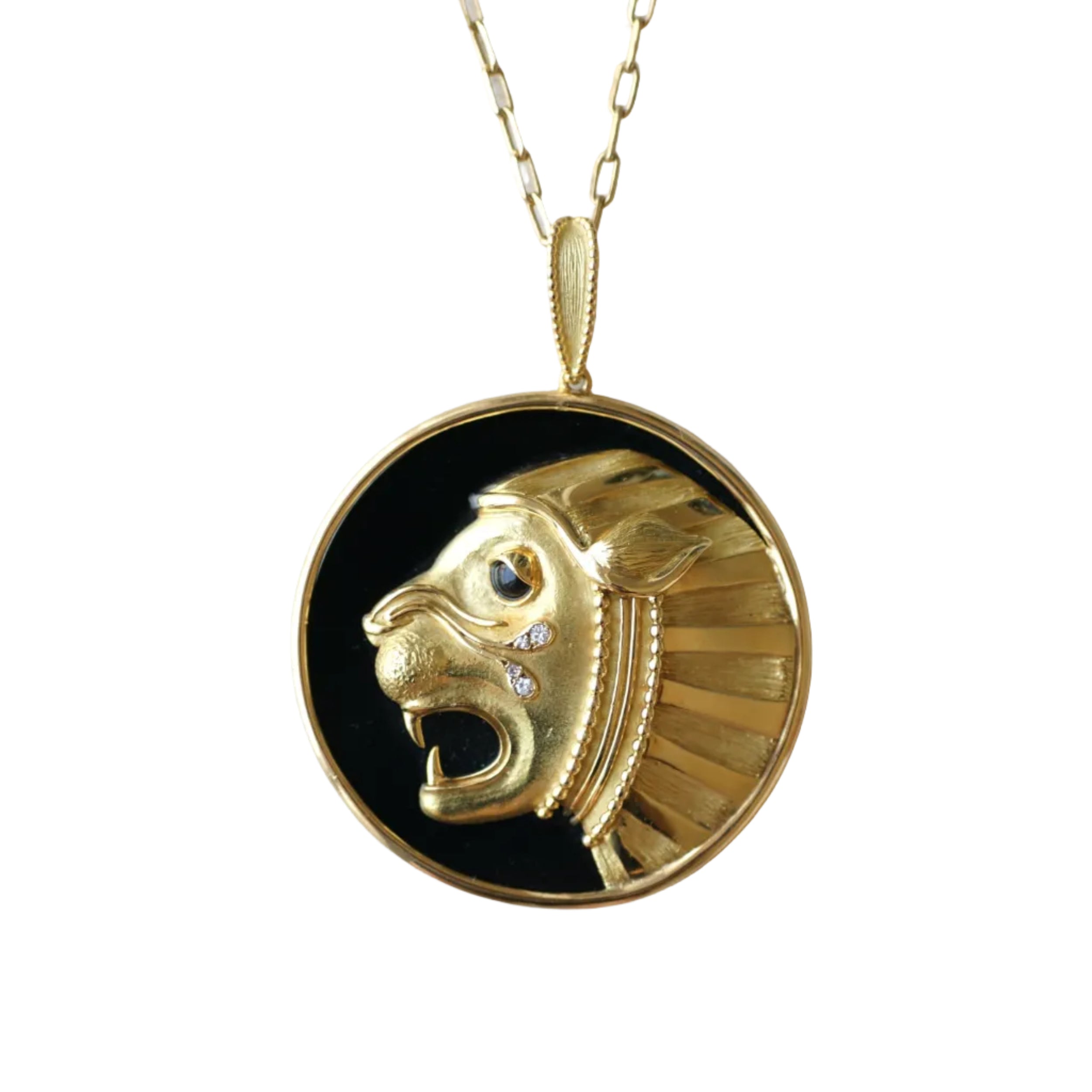 Pendentif JEAN & PIERRE BELLIN en or jaune, onyx et diamants