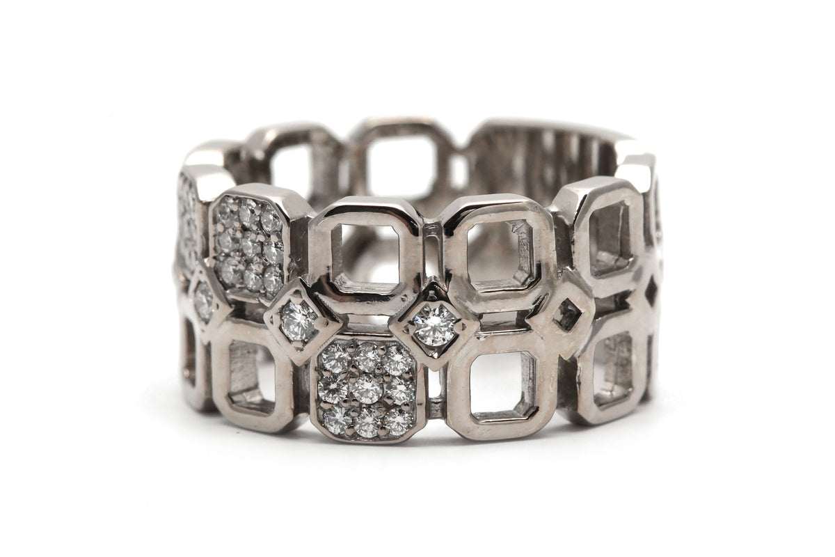 Bague Bandeau en or blanc et diamants