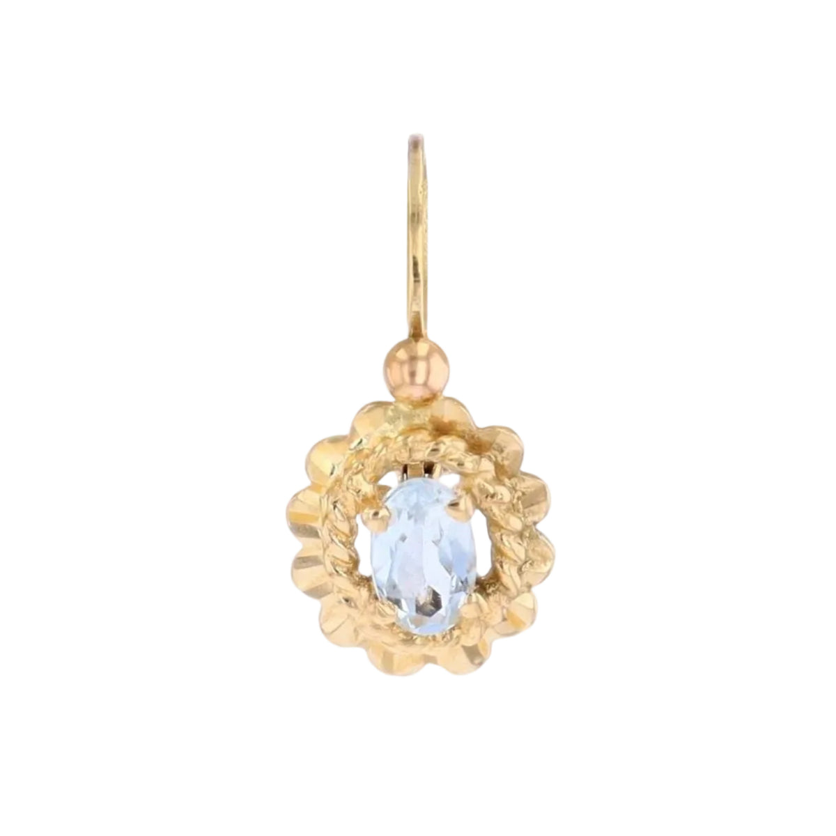Mono boucle d'oreille Dormeuse en or jaune et aigue-marine