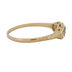 Bague Trilogie en or jaune, émeraude et diamants