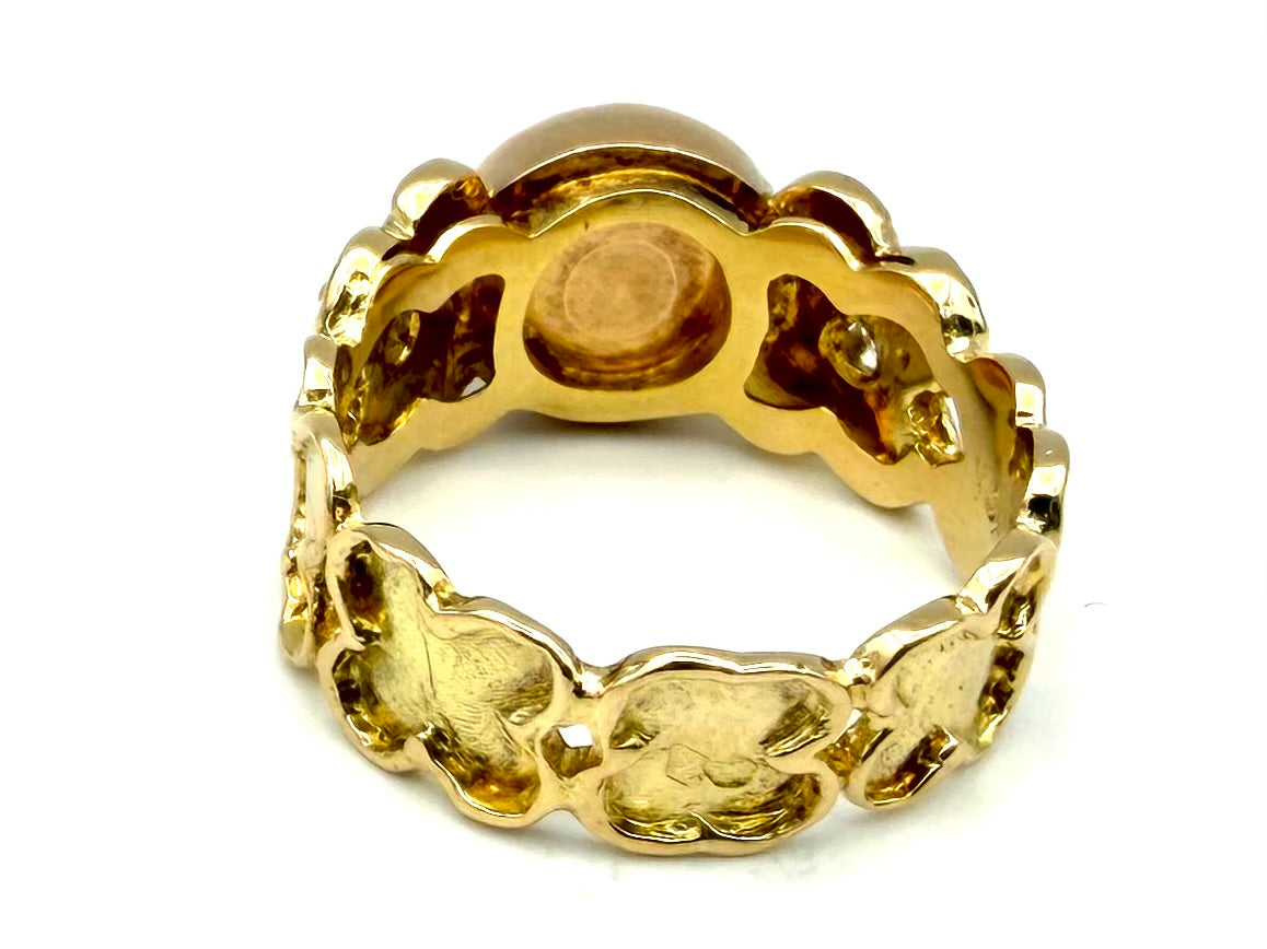 VAN CLEEF & ARPELS. Bague vintage en or jaune 18K, onyx et diamants