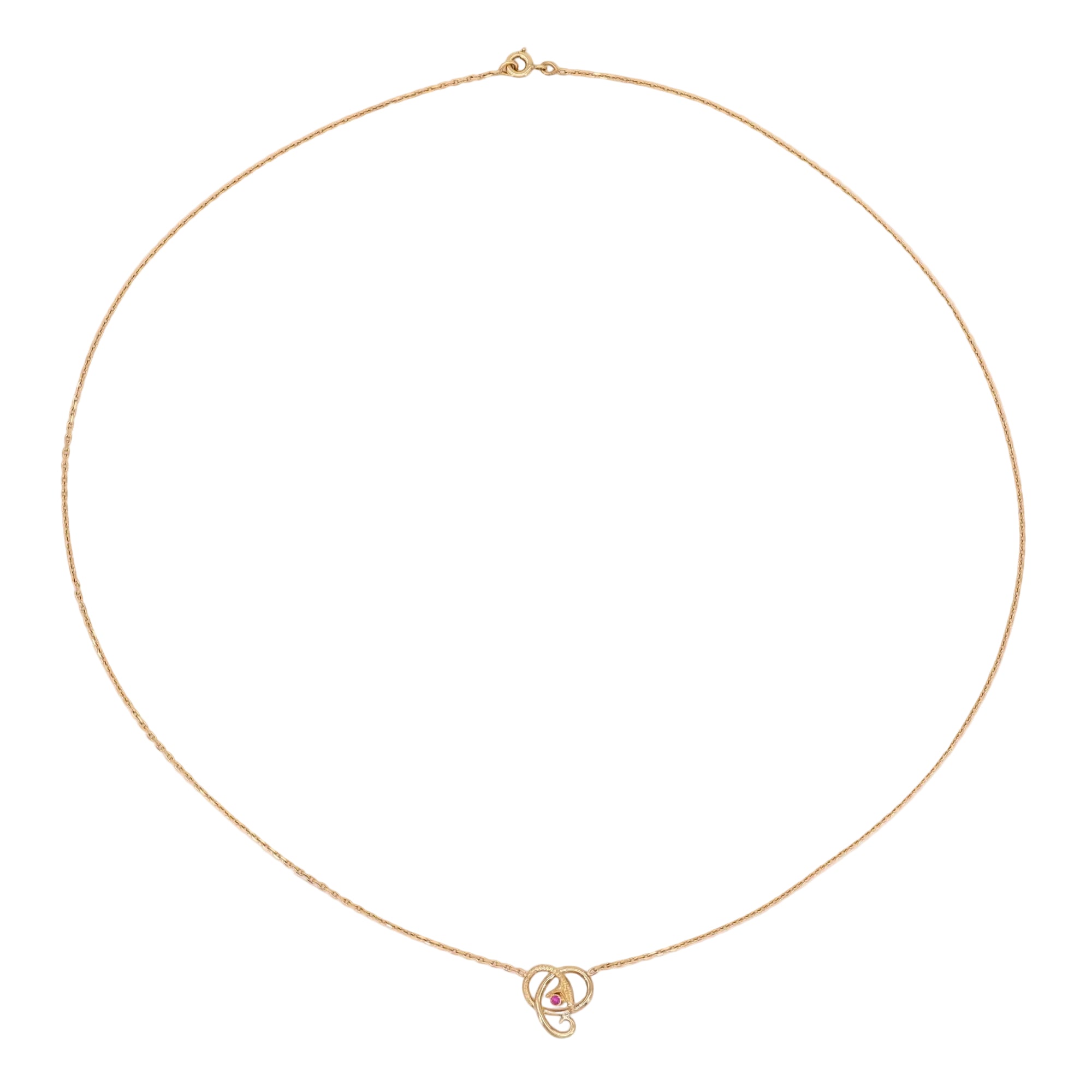 Collier Pendentif en or jaune et rubis