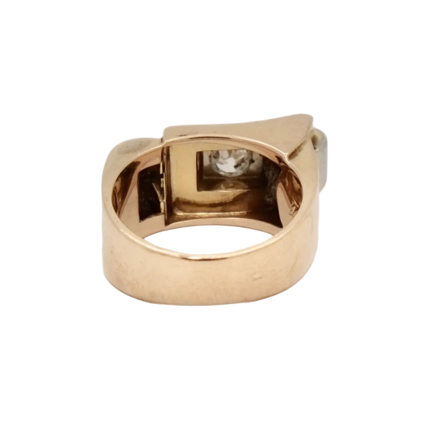 Bague tank or rose asymétrique