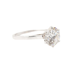 Bague Solitaire en or blanc, platine et diamant