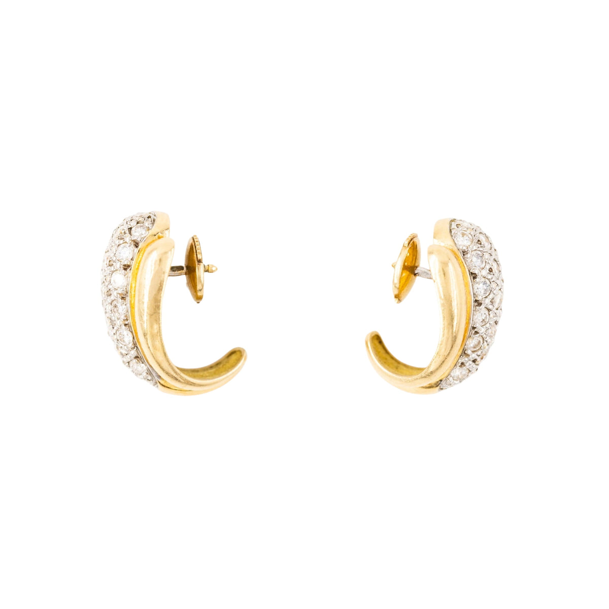 Boucles d'oreilles en or blanc, or jaune et diamants