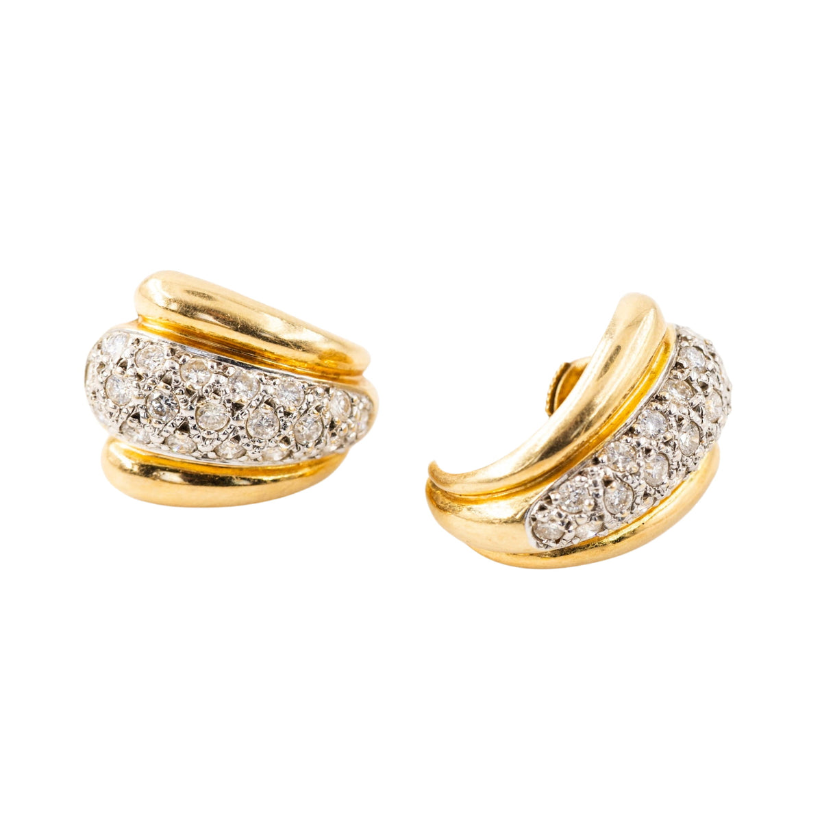 Boucles d'oreilles en or blanc, or jaune et diamants
