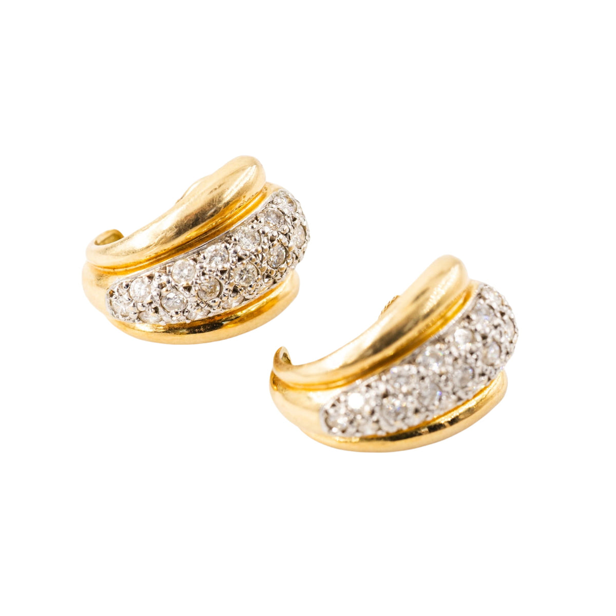 Boucles d'oreilles en or blanc, or jaune et diamants