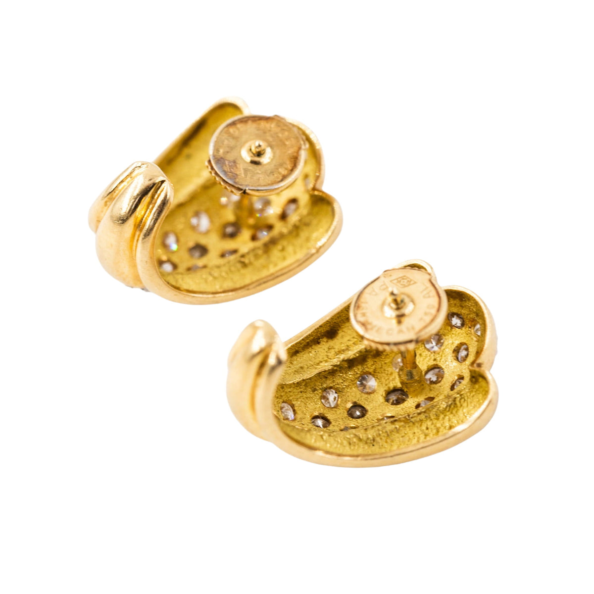 Boucles d'oreilles en or blanc, or jaune et diamants