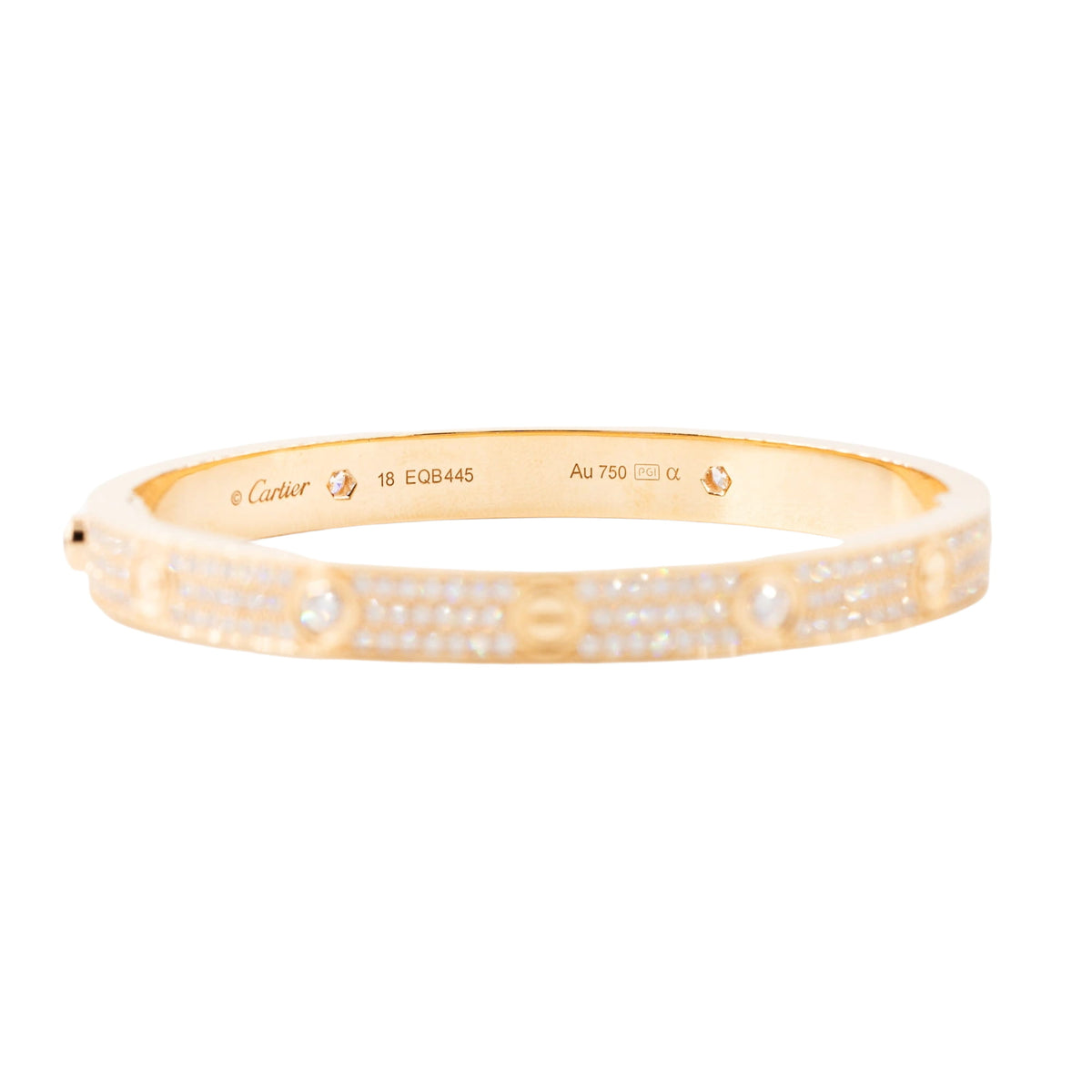 Bracelet CARTIER "Love" Modèle Classique Pavé en or rose et diamants